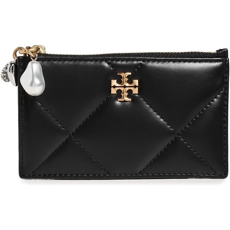 image:imageTory Burch Womens Kira Diamond Quilt Charm Zip Card CaseBlack