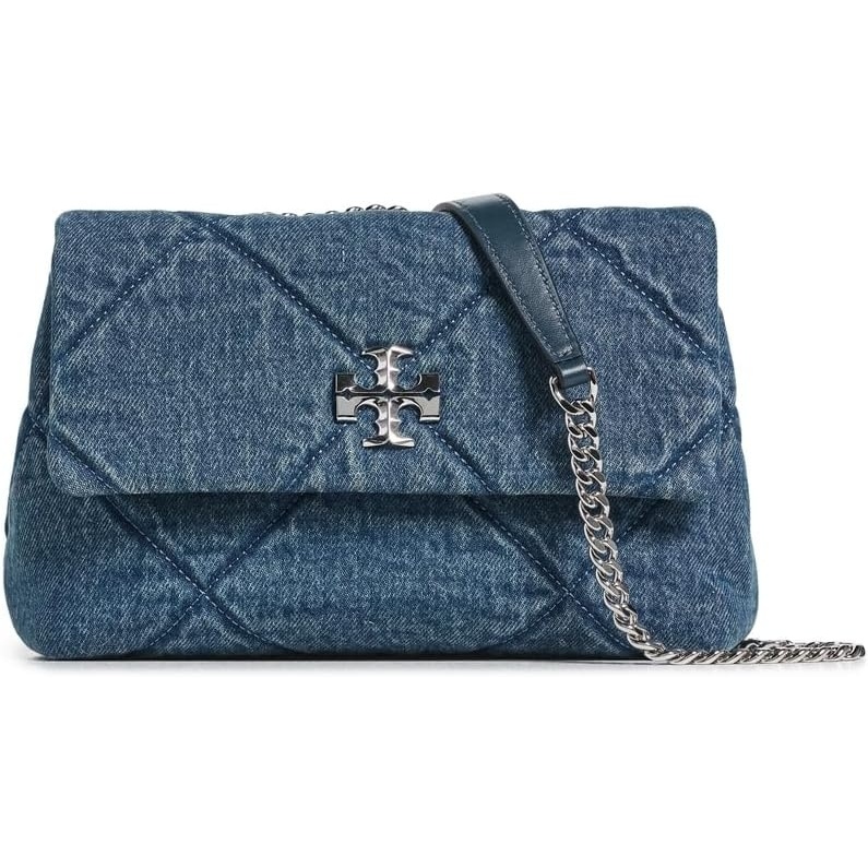 image:imageTory Burch Womens Kira Diamond Quilt Denim Small Convertible Shoulder BagBlue