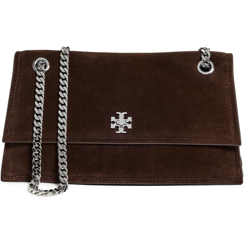 image:imageTory Burch Womens Kira Turnlock Suede Shoulder BagDark Cocoa