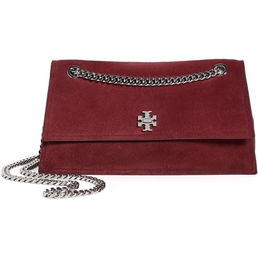 image:imageTory Burch Womens Kira Turnlock Suede Shoulder BagMerlot