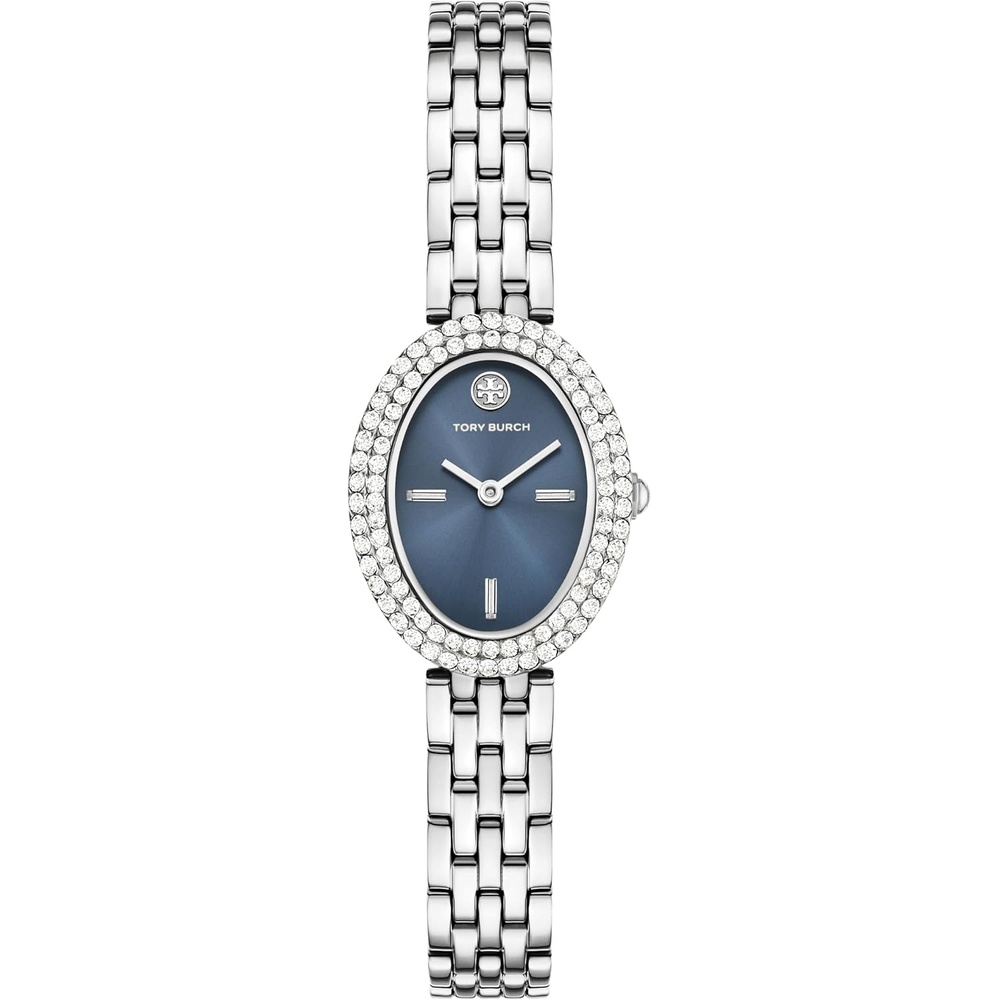 image:imageTory Burch Womens Oval Stainless Steel TwoHand WatchSilverBlue