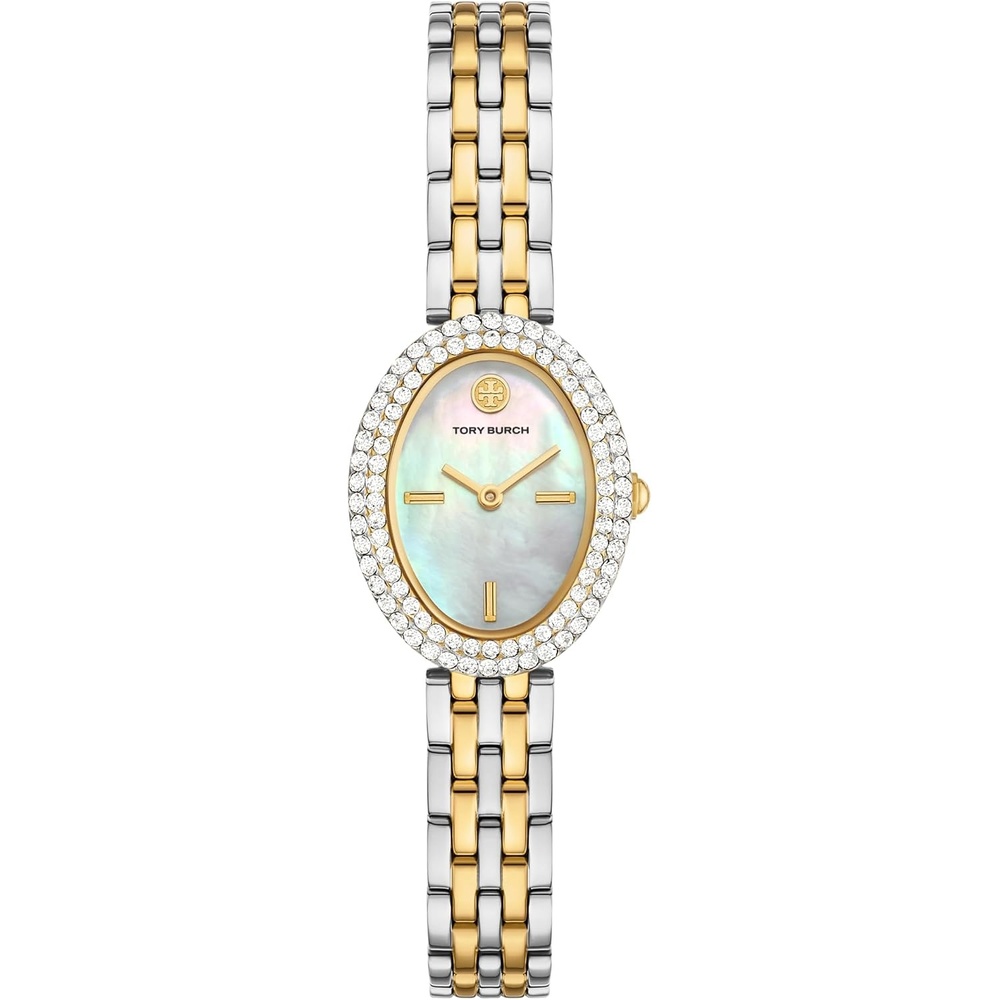 image:imageTory Burch Womens Oval Stainless Steel TwoHand WatchTwoToneMOP1