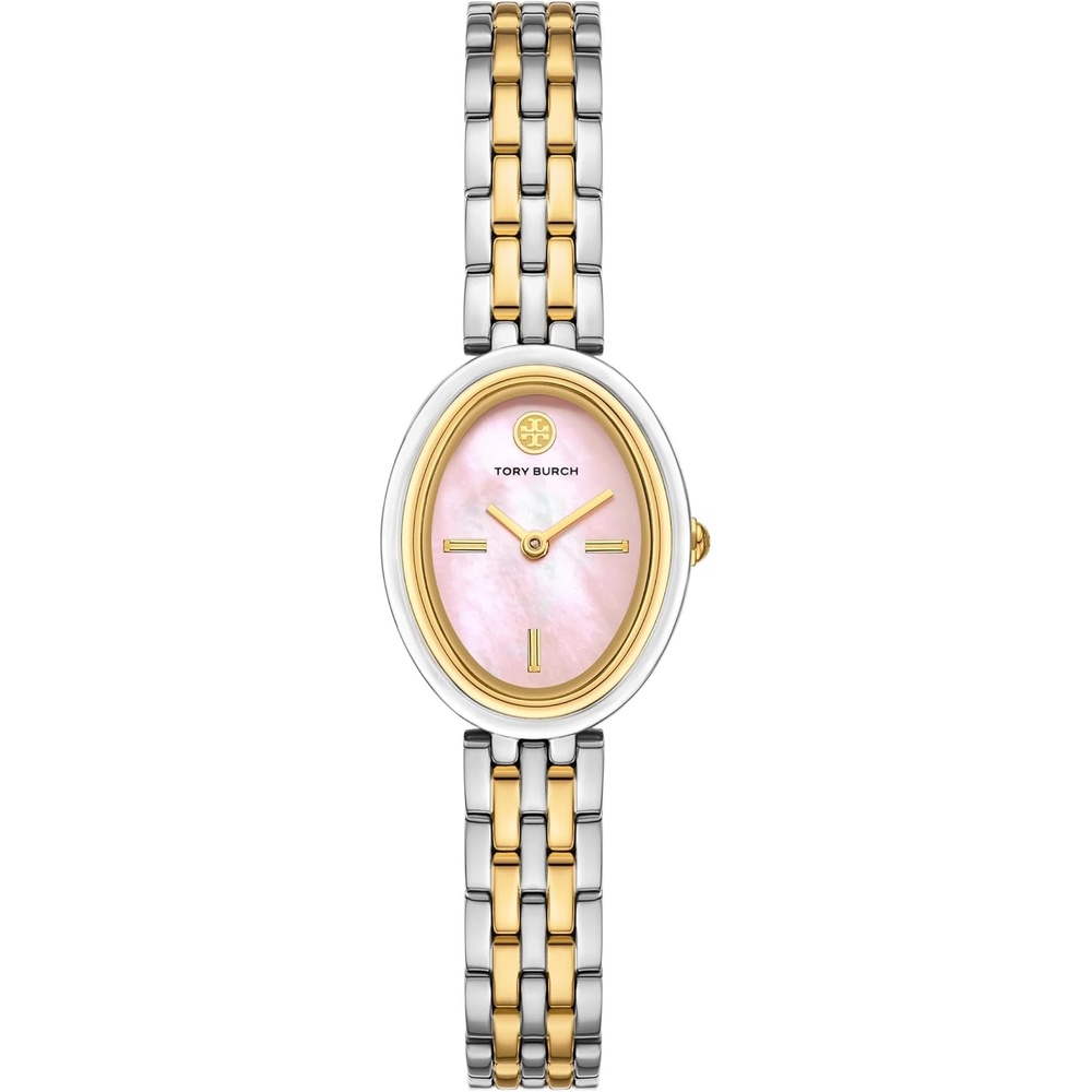 image:imageTory Burch Womens Oval Stainless Steel TwoHand WatchTwoTonePink