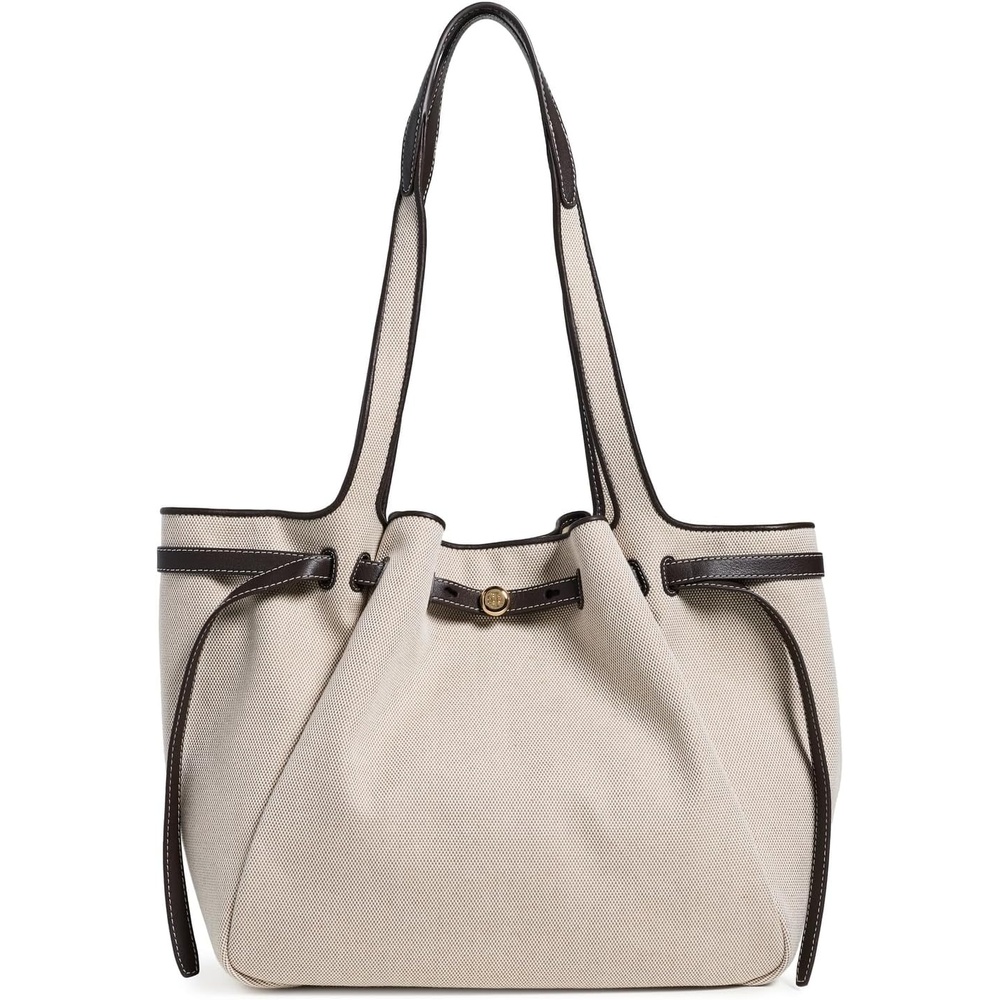 image:imageTory Burch Womens Romy Canvas ToteDusty AlmondBianco White