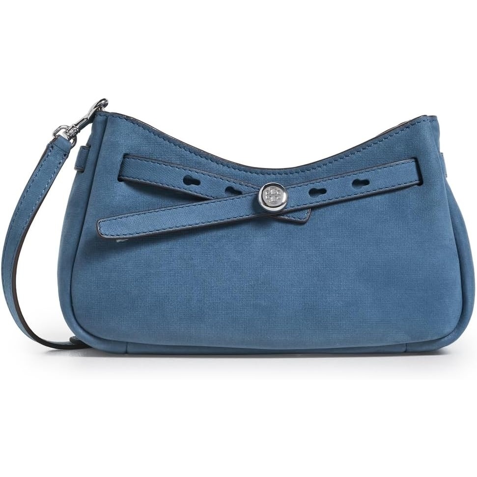 image:imageTory Burch Womens Romy Nubuck Zip Top Crossbody BagSoft Blue