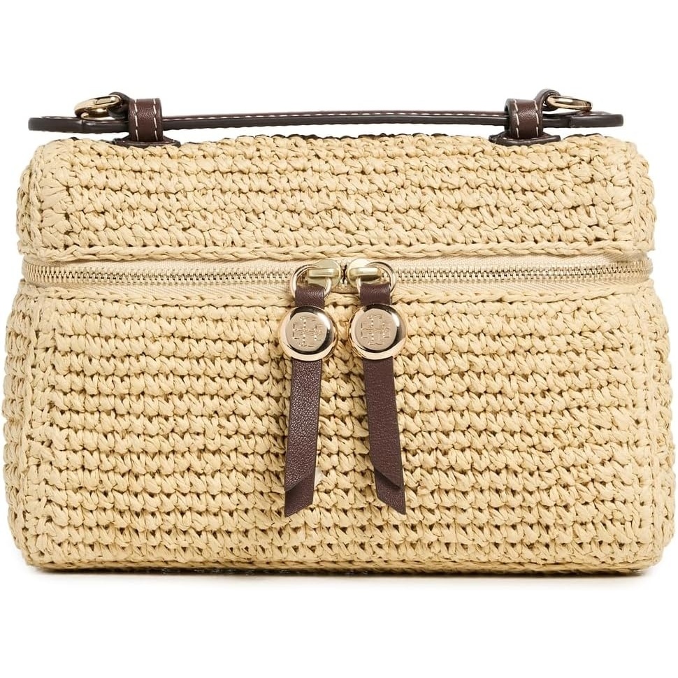 image:imageTory Burch Womens Romy Straw Slim Top Handle BagNatural