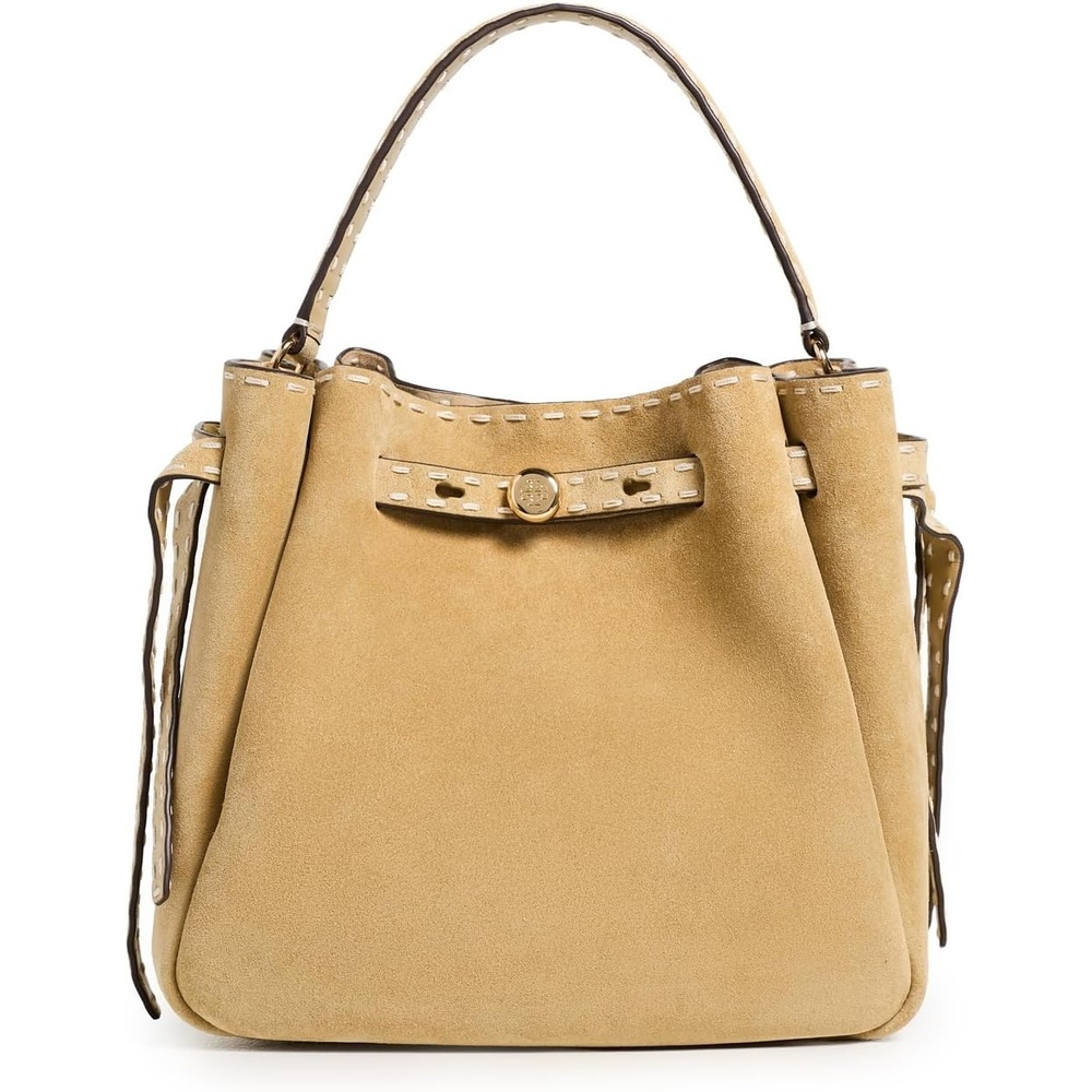 image:imageTory Burch Womens Romy Suede Pick Stitch Bucket BagButter
