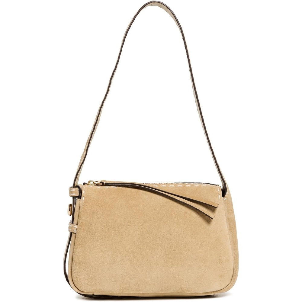 image:imageTory Burch Womens Romy Suede Pick Stitch Small Shoulder BagButter