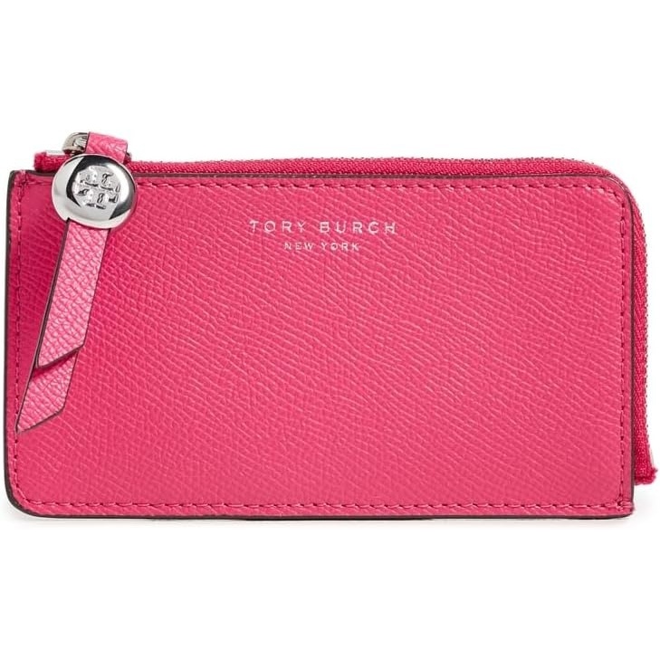 image:imageTory Burch Womens Romy Zip Card Case Light Green One SizeBright Pink
