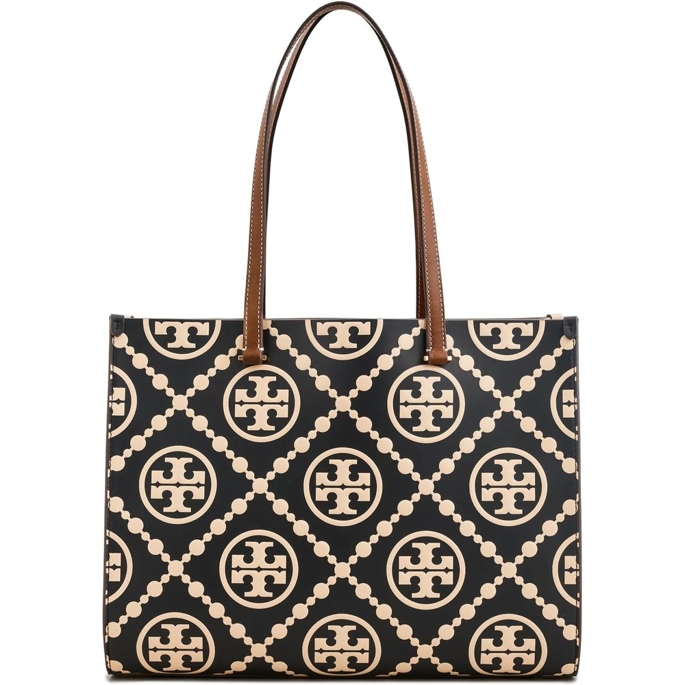 image:imageTory Burch Womens T Monogram Contrast Embossed ToteBlackWhite