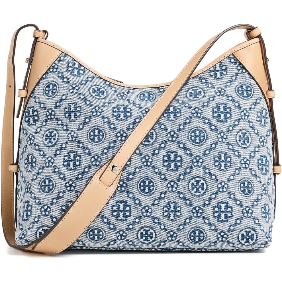 image:imageTory Burch Womens T Monogram Denim Messenger BagPowder Blue