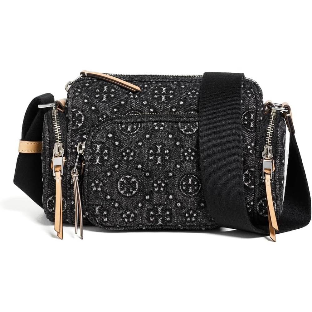 image:imageTory Burch Womens T Monogram Denim Pocket Crossbody BagBlack