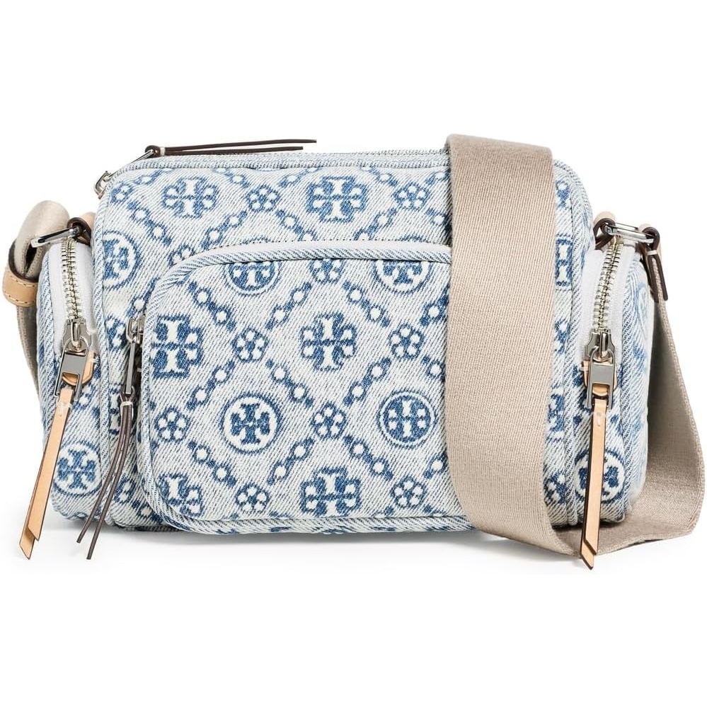 image:imageTory Burch Womens T Monogram Denim Pocket CrossbodyPowder Blue