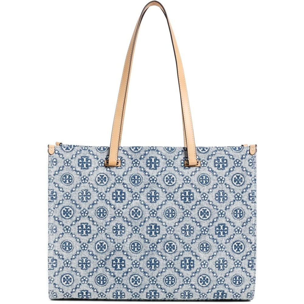 image:imageTory Burch Womens T Monogram Denim TotePowder Blue