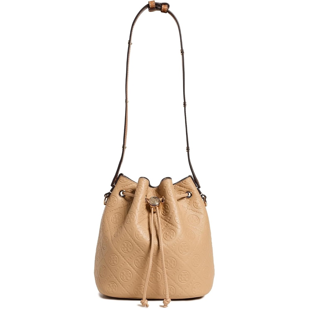 image:imageTory Burch Womens T Monogram Pebble Bucket BagBiscotti