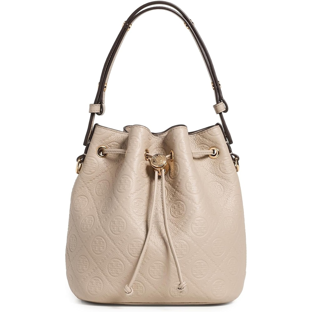 image:imageTory Burch Womens T Monogram Pebble Bucket BagFresh Clay
