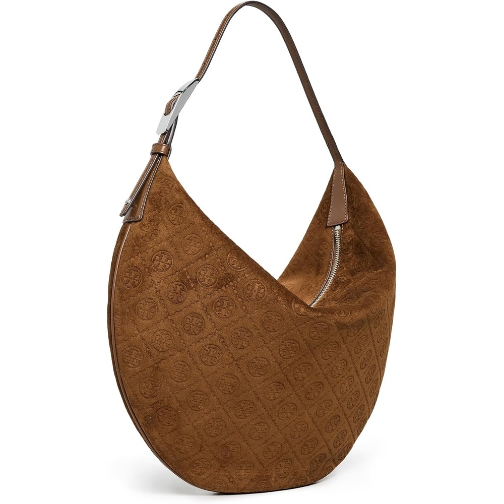 image:imageTory Burch Womens T Monogram Suede Balloon BagChicory Brown